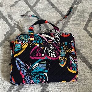 LIKE new Vera Bradley Black and Blue fold out shower caddy with butterflies